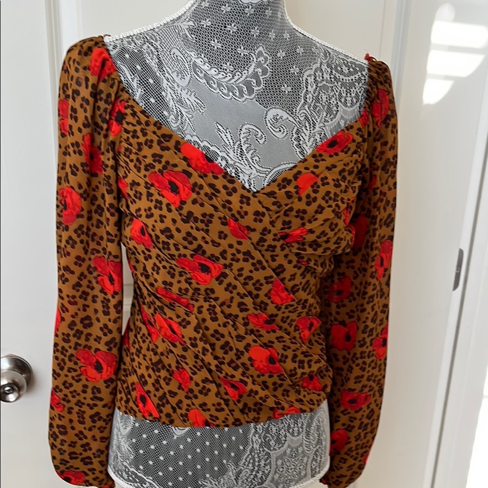 Leopard ASTR The label Print Wrap Top - Red and Brown M.
